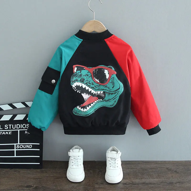 

Boys Casual Jacket Spring and Autumn Cartoon Dinosaur Printing Long Sleeve Jacket Baby Children Kids Clothes