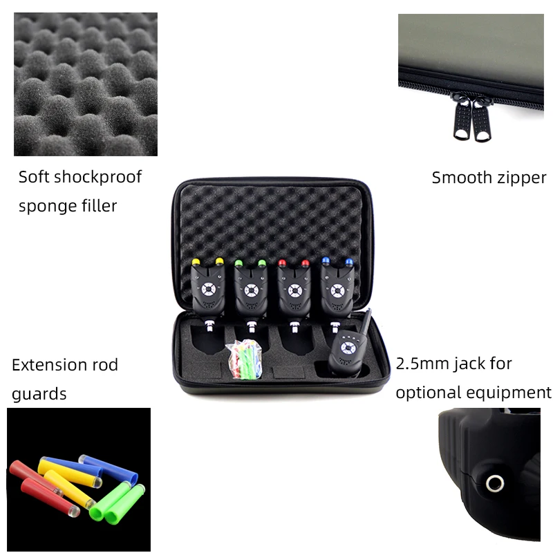 Беспроводной сигнализатор поклевки и приемник для рыбалки 4 + 1 светодиодный