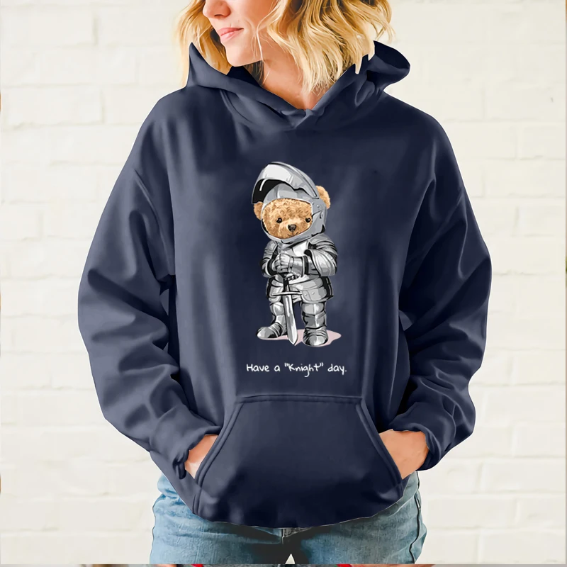 

Fashion Creative Fencing Teddy Bear Sweatshirt Fall/Winter Extra Thick Plus-size Men and Women Hoodies Couples Hoodies S-4XL