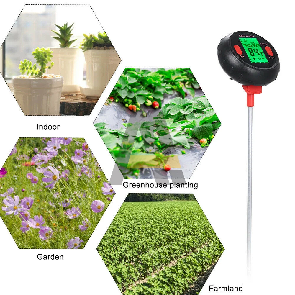 

5-in-1 Soil Tester Digital Soil pH Meter Moisture Meter PH Levels Temperature Sunlight Intensity Humidity Tester LCD Backlit