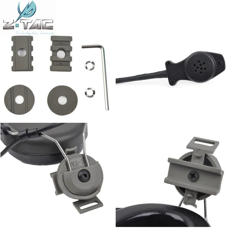 

Z Tactical Sordin Headset Noise Canceling Earphone With FAST Helmet Rail Adapter Set For Military Airsoft Hunting Headphone Z034