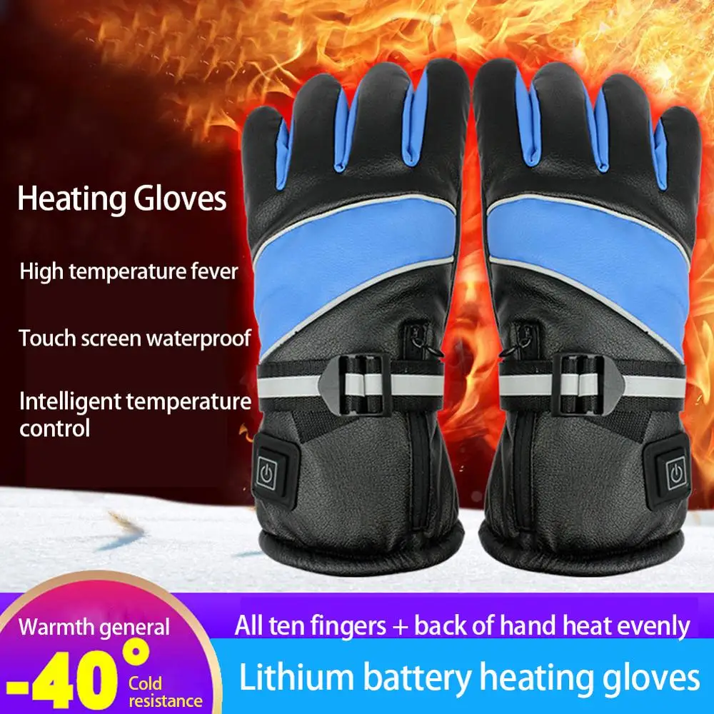 

Winter Heated Gloves Touch Screen1 Pair Motorcycle Warm Skiing Gloves Waterproof Rechargeable Heating Thermal Gloves Snowmobile