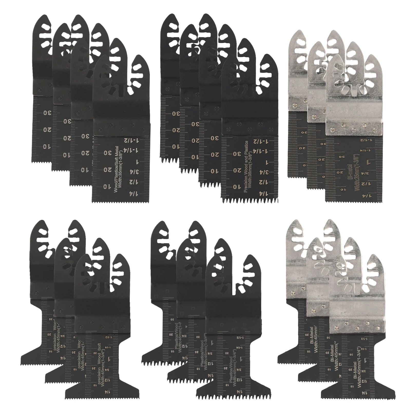 

20 PCS Oscillating Saw Blade Set for Wood Metal Plastic Precisely Cutting Oscillating Multi Tool Quick Release Saw Blades