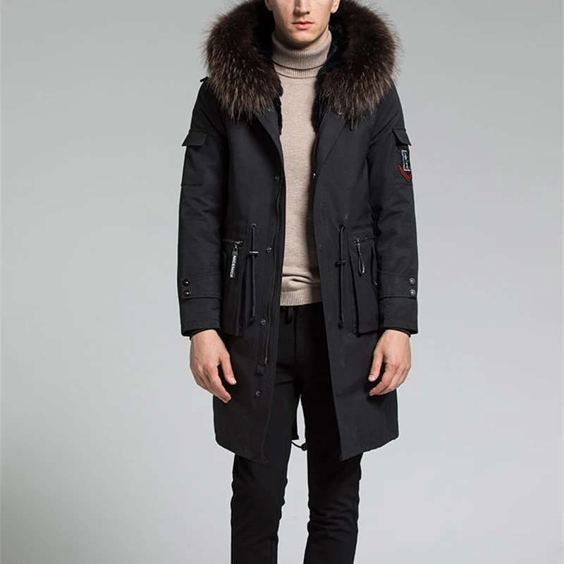

Real Fur Parka Coat Long Winter Jacket Natural Rabbit Fur Liner Warm Parkas Raccoon Fur Collar Hooded Coat Z8825 KJ2598