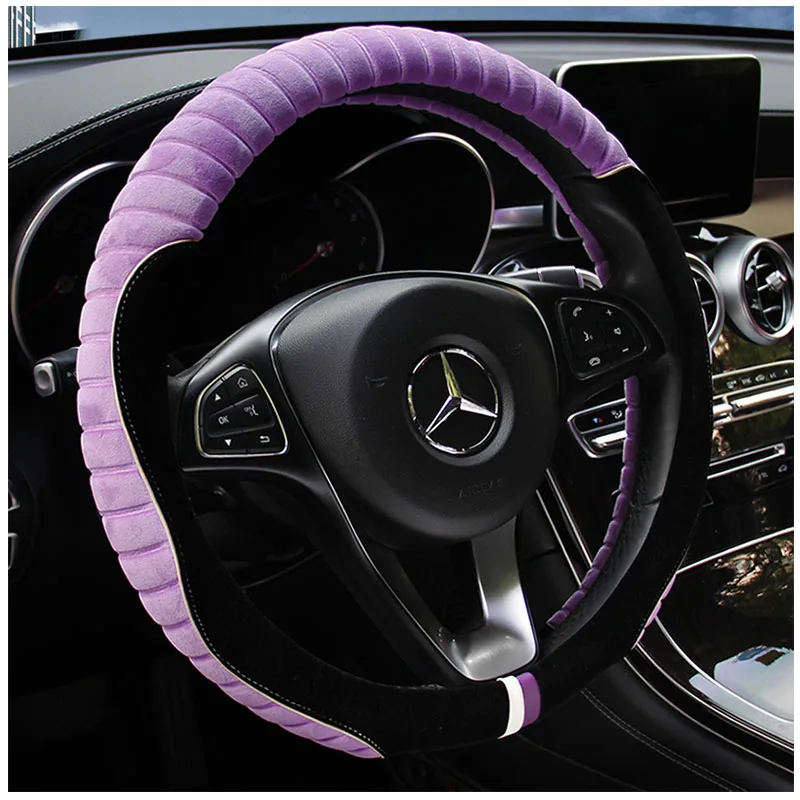 

Universal Carr plush Steering-Wheel Covers Anti-slip Skidproof Durable 37-38CM/15" Dynamic Fibre Handmade Steering Wheel Cover