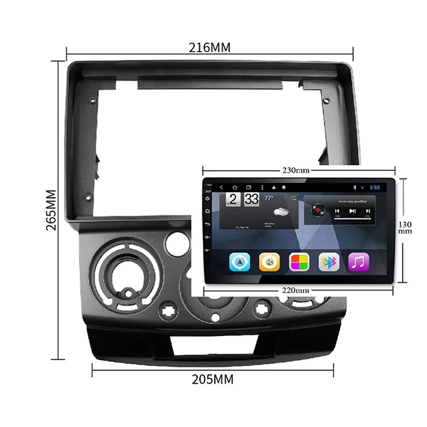 Двойной Дин Радио Рамка фасции Для Ford Everest BT50 Ranger Mazda BT-50 Dash Установка отделка комплект лицевой панели приборной панели рамка - Название цвета: 9 inch