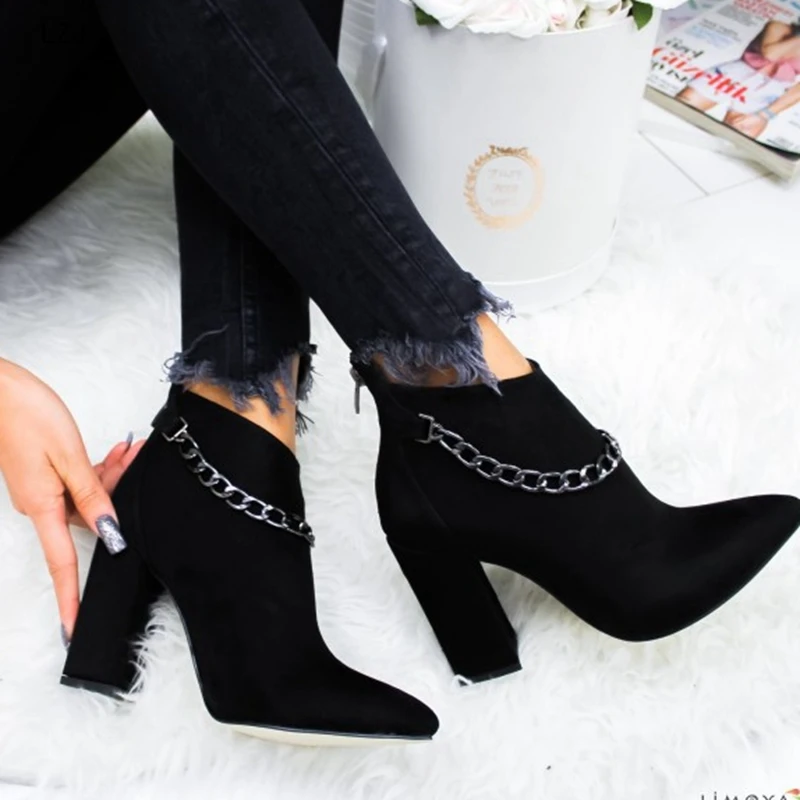 

2019 Hot 2 Colour Women Shoes Winter Autumn Women Botas Shoes Casual Women High Heels Pumps Warm Ankle Boots Mujer Zapatos Size