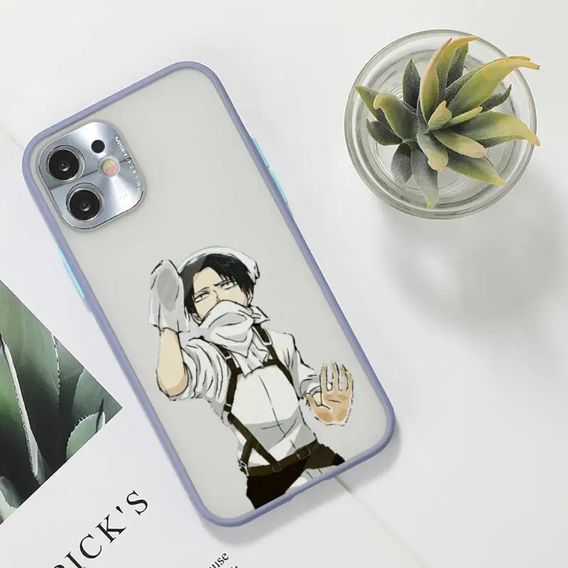 

Attack on Titan hot anime Phone Case For iPhone 12 11 Mini Pro XR XS Max 7 8 Plus X Matte transparent Gray Back Cover
