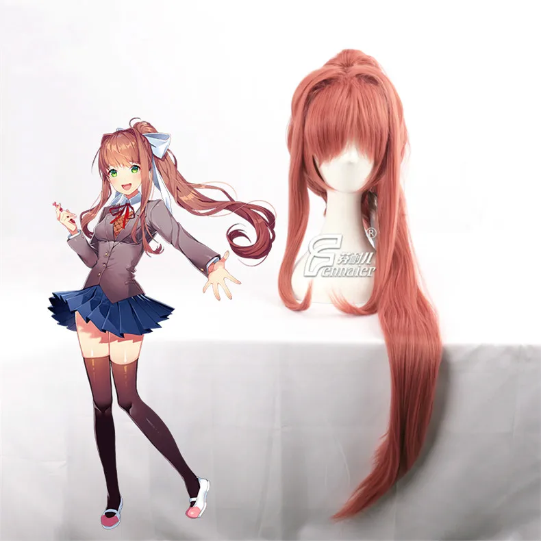 Doki Literature Club! Моника парик 100 см длинный Косплей костюмы синтетические волосы