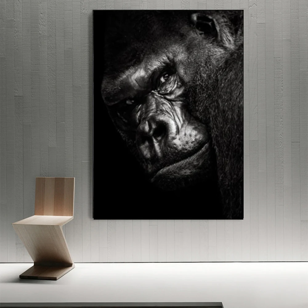 

Black Gorilla Canvas Painting Picture Nordic Animal Poster And Prints Modern Monkey Wall Picture Living Room Home Decor No Frame