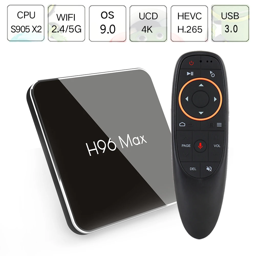 ТВ приставка H96 MAX X2 на Android 9 0 S905X2 четыре ядра поддержка голосового управления H.265