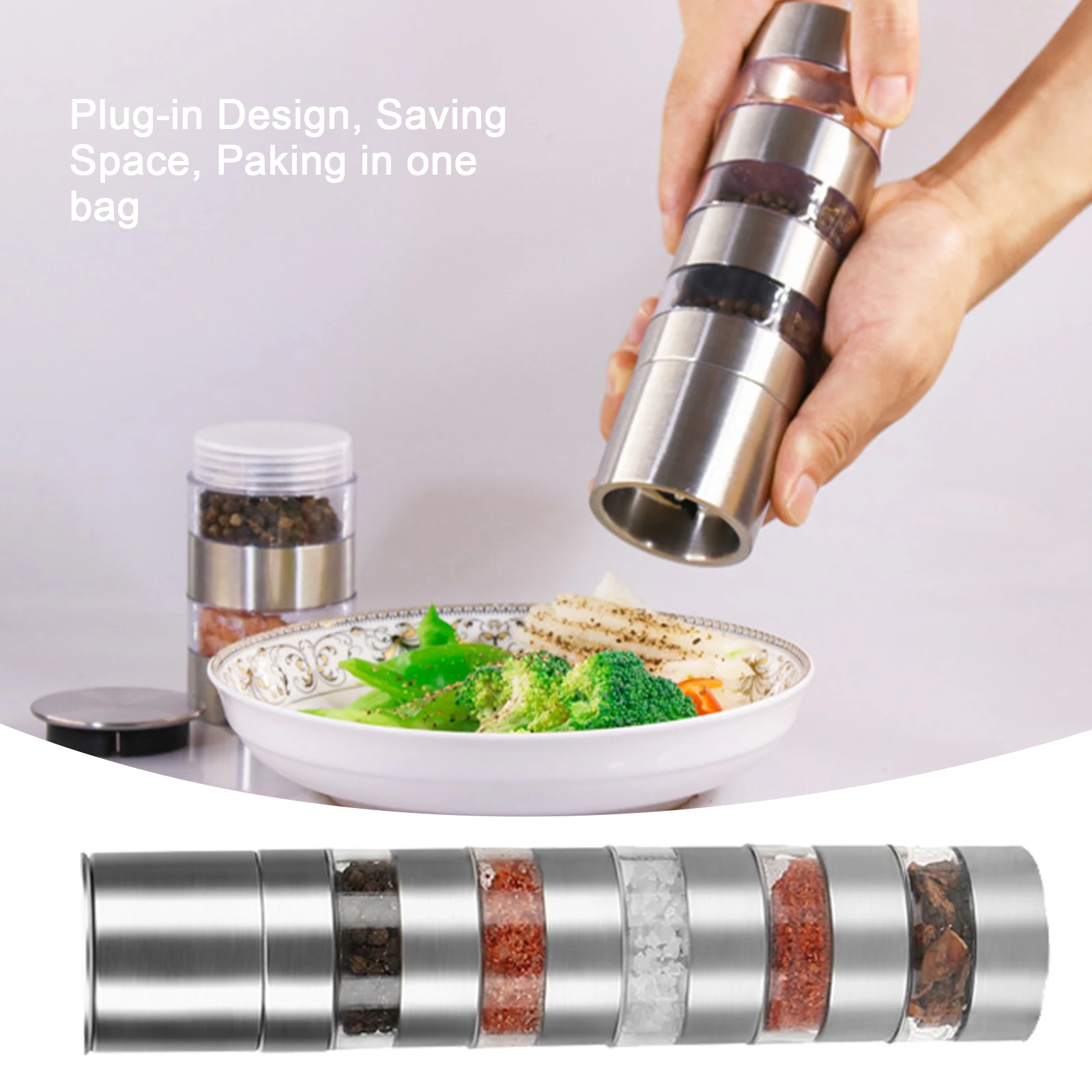 

6Pcs Camping Spice Jar Container Bottle Portable Manual Seasoning Storage Box For Outdoor BBQ Picnic Multi Tableware Accessories
