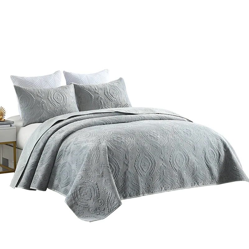 

high quality bed cover velvet one side Cotton Quilted quilts sets three piece set bed spreads bedspread