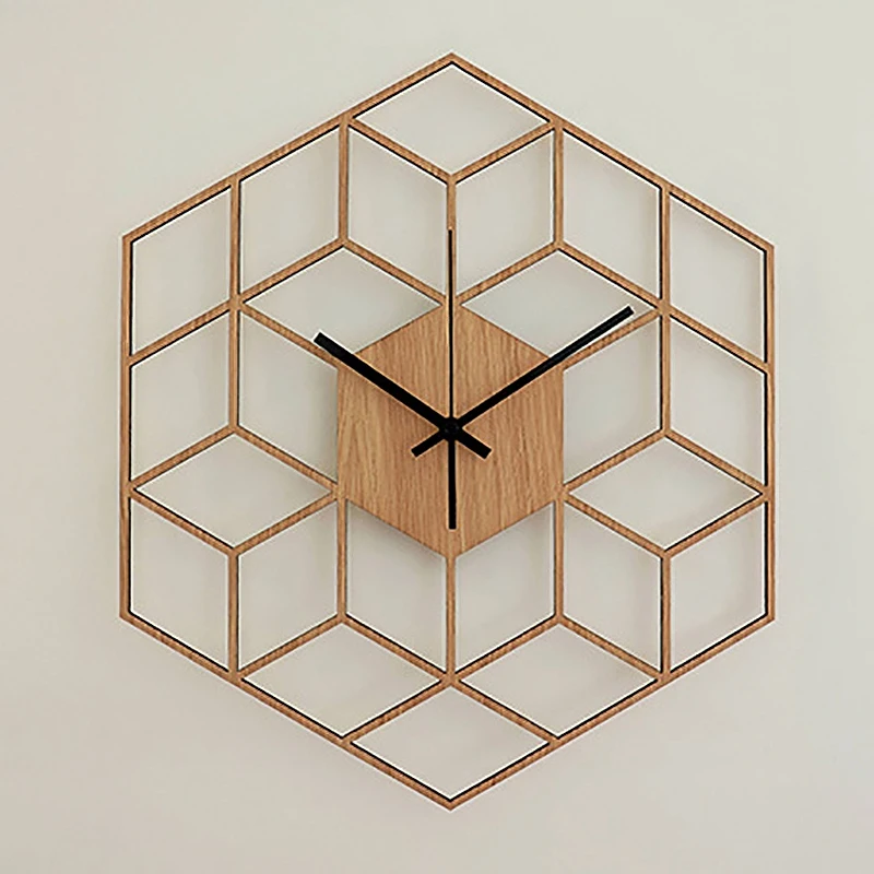 Модные 1 шт. шестигранные деревянные настенные часы усовершенствованные