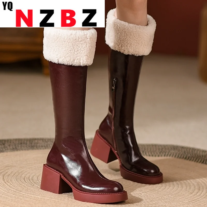 

2022 Autumn New Fashion Platform Round Head Women's Casual Boots Side Zipper Mid Heel Square Heel Soft Women's Chelsea Boots