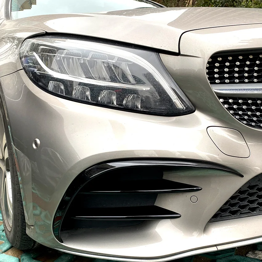 Jual 2021 Cocok Untuk Benz Mercedes C-class C200 C260 W205 2019 + Modifikasi Bilah Pisau Angin Depan Lampu Kabut Garis Hiasan Kisi-kisi