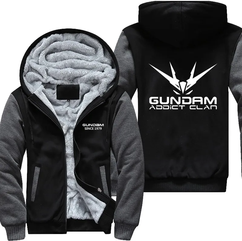 New Winter Jackets Luminous pattern Coats Gundam hoodie Game Hooded Thick Zipper Men cardigan Sweatshirts USA Size | Мужская одежда