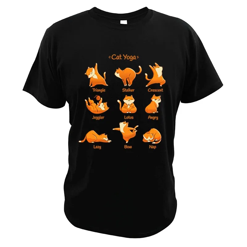 

Funny Yoga Cats Cute Animals Lovers Doing Sport T-Shirt Crew Neck Funky Print Casual Comfortable T Shirt