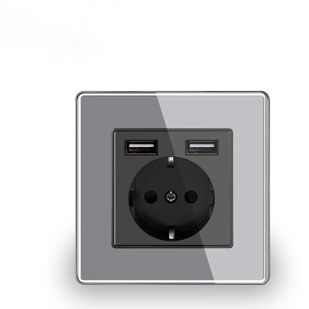 

, Many New style Panel, Bedroom socket,AC 110V-250V 16A Wall Embedded, Double usb EU Standard Outlet USB Power Socket