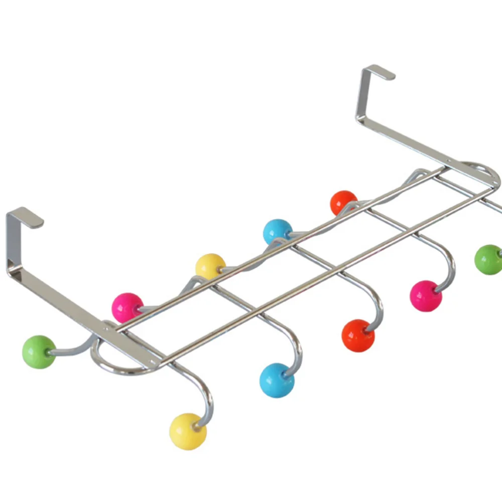 

Punch Free Over the Door Hangers Colored Beads Hanging Hook Rail Coat Handbag Hat 5-Hooks for Home Door