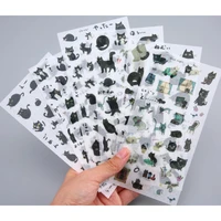 6 sheets pack black cat kitten diy decorative stickers phone bottle sealing decor stick label