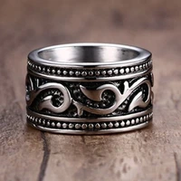 new retro viking pirate fish hook pattern ring mens ring fashion metal vintage ring jewelry accessories party gifts size 7 12