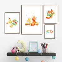 cartoon rabbit star flower canvas painting wall art nordic posters and prints wall pictures for living children room decoration