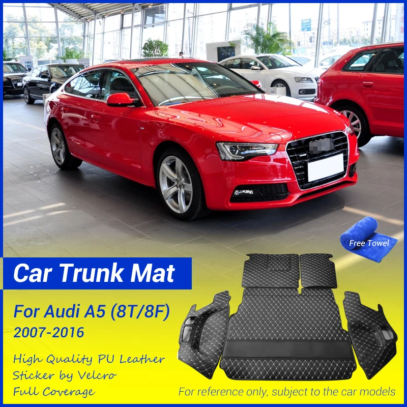 

For Audi A5 2007-2016 8T 8F Coupe Sportback Car Trunk Mat Pad Durable Boot Carpets Cargo Liner Cover Protective