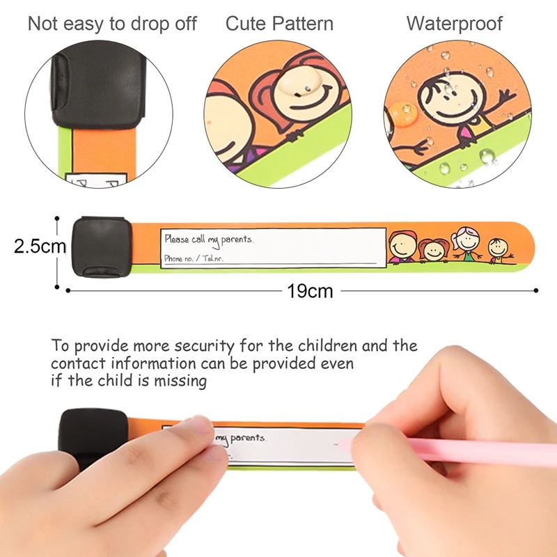 12Pcs/Set Children Travel Outdoor Safe Anti-lost Wristband Safety Recognition Bracelet For Kids Adjustable Waterproof |