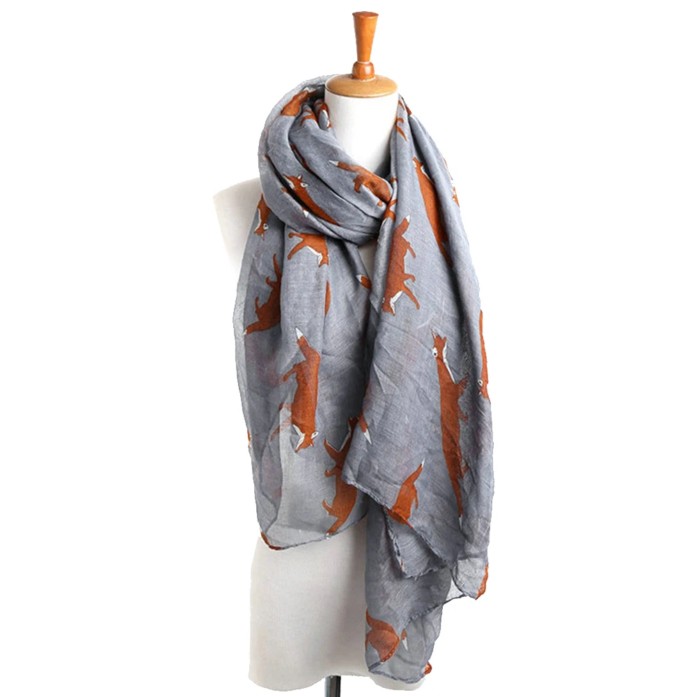 Теплый шарф для шеи с принтом лисы мягкий Многофункциональный Балийский Пряжа