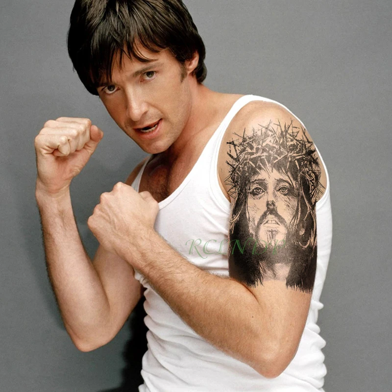 Водостойкая Временная тату наклейка Jesus Fake Tatto флэш для ног на спине большой