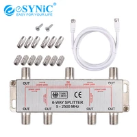 esynic 6 way coax cable splitter digital tv aerial sat broadband signal connector moca 5 2500mhz satellite receiver