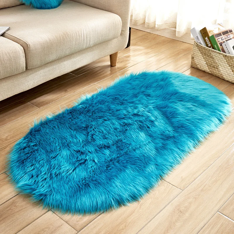 

Creative Home Furnishing Oval Imitation Wool Carpet Mat Living Room Sofa Cold-proof Ottoman Bedroom Anti-slip Mat
