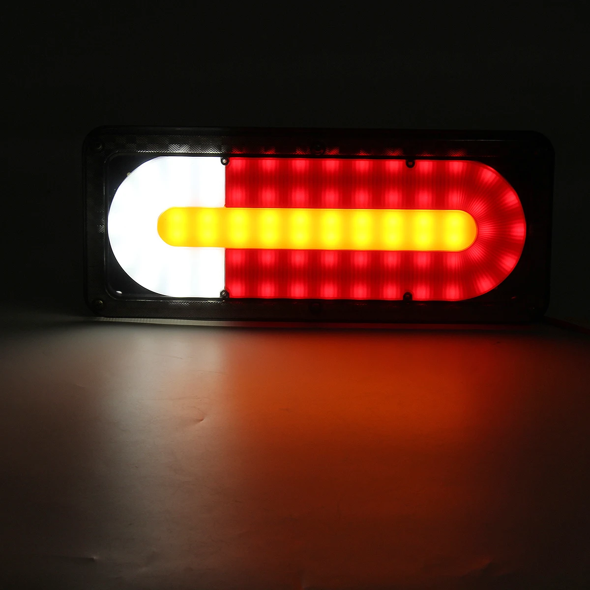 

2pcs LED Neon 5in1 Halo Ring Tail Rear Light Truck Trailer Brake Reverse Flowing Turn Signal Driving Lamp Tractor Bus Taillight