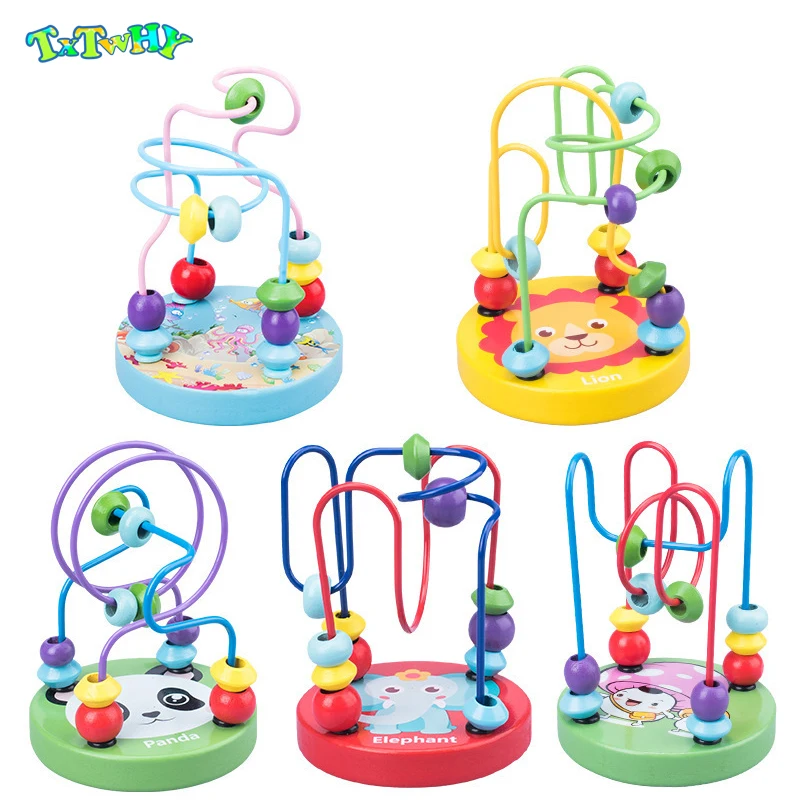 Деревянные игрушки Монтессори для мальчиков и девочек деревянные круги бусины