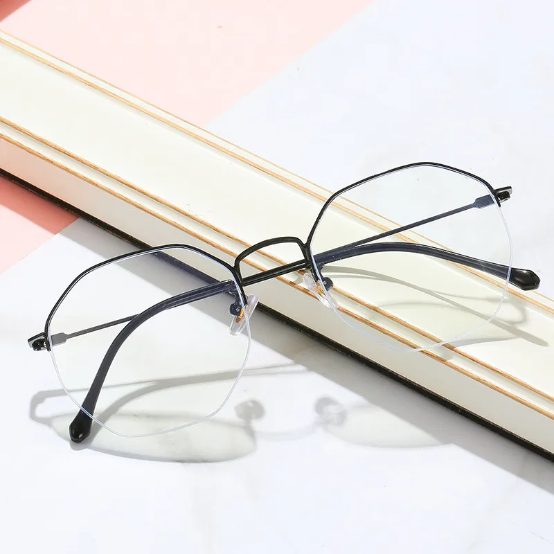 

Индивидуальные женские очки в стиле ретро, Полуободковые очки с защитой от сисветильник, мужские Оптические плоские зеркальные очки