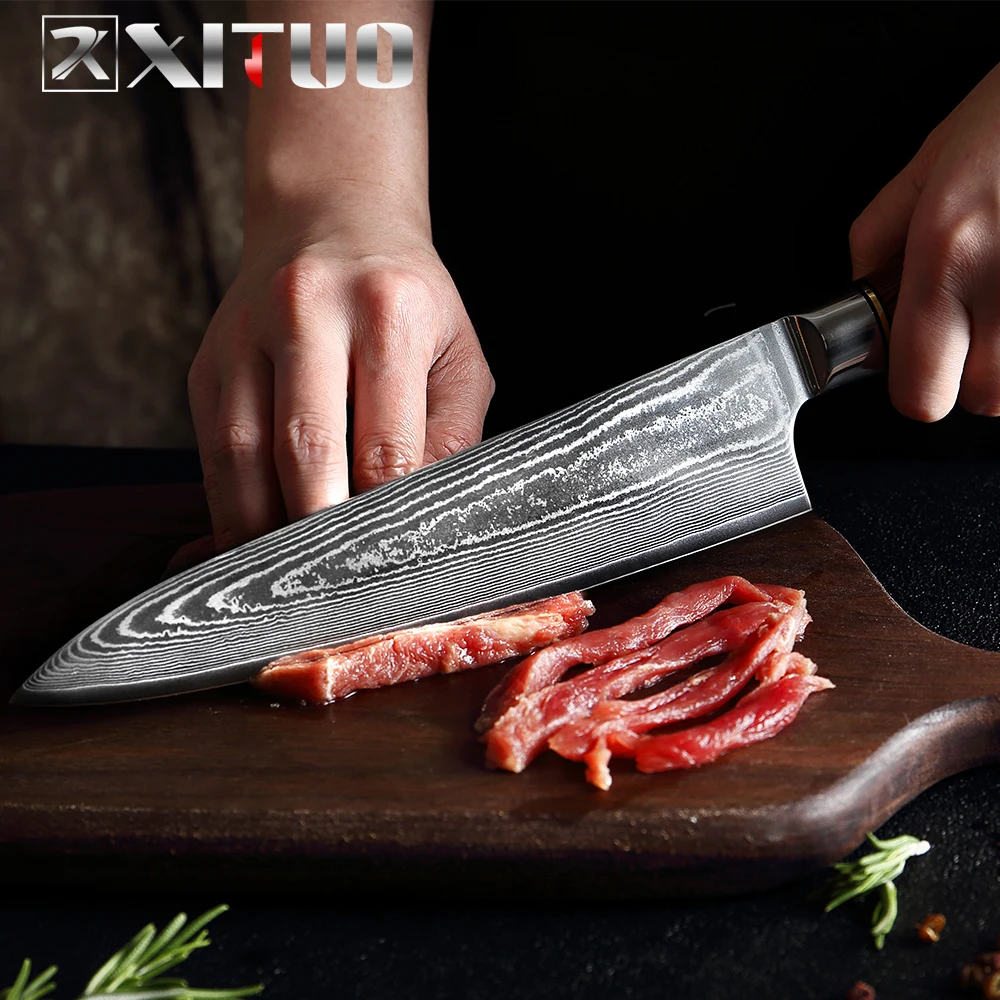 XITUO 8 дюймов кухонный нож шеф повара Дамаск Профессиональный японский для резки