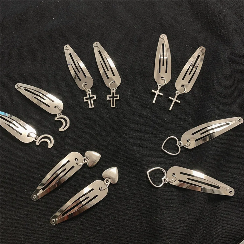 2 шт. винтажные металлические заколки для волос с перехлёстом луной сердцем