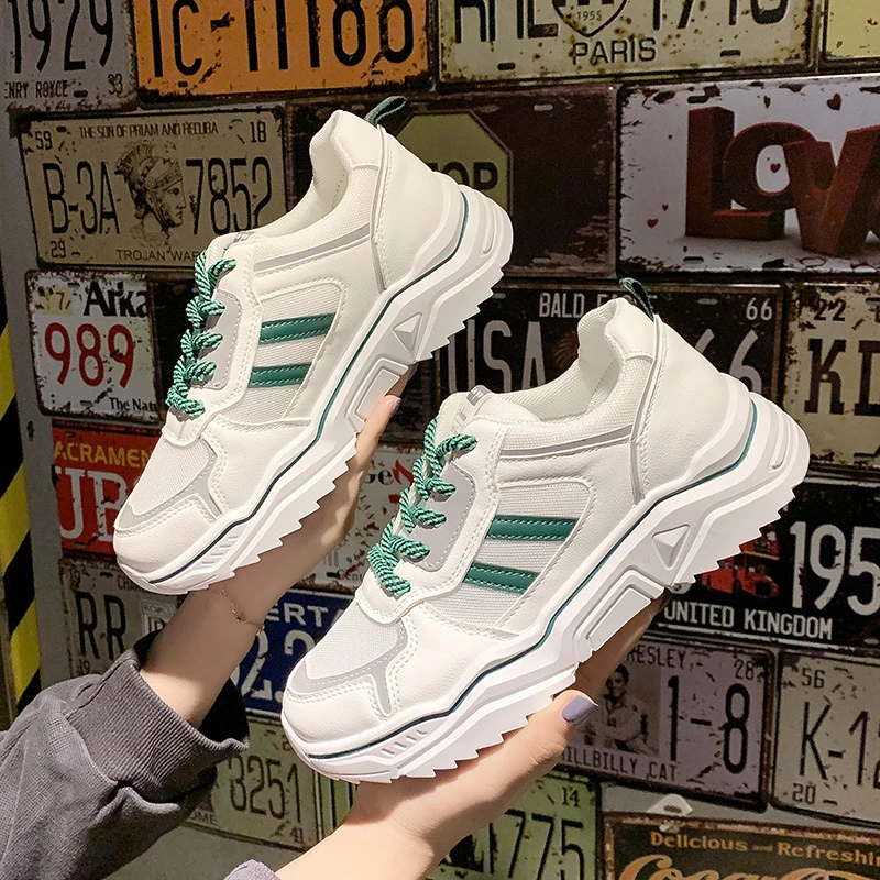 Женские кроссовки на платформе модная дизайнерская повседневная обувь шнуровке