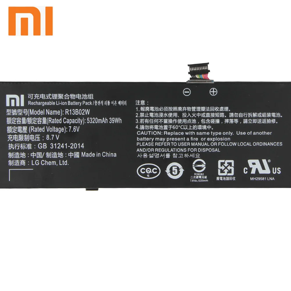 Xiaomi-Bater&iacute;a de tel&eacute;fono Original, herramienta para Xiaomi Mi Notebook Air 13, 13,3 ", 161301-01, 5320mAh-5