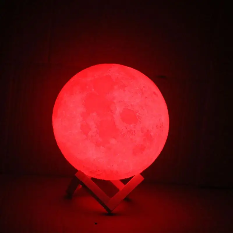 Настольная лампа Rambery moon светодиодная с 3D-принтом перезаряжаемая 16 цветовыми