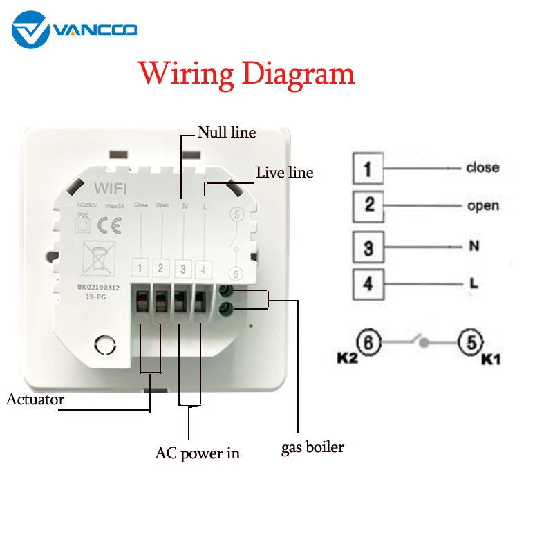 Газовый котел Vancoo WiFi/Электрический термостат для подогрева пола Программируемый