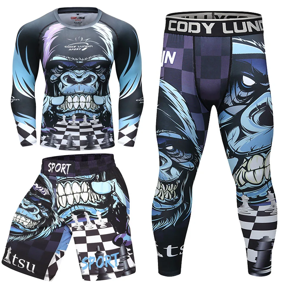 MMA Rashguard jiu футболка с надписью jitsu + брюки наборы боксерские майки мужские Bjj