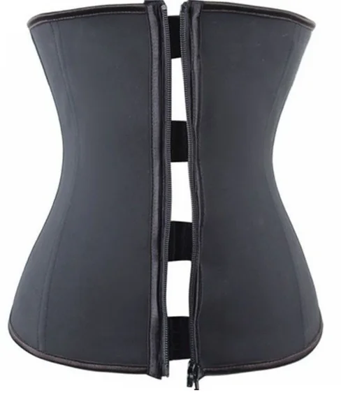 

Black Rubber Waist Trainer Body Shaper With Zipper Female Black Corset Slimming Belt Sports Fitness Corset Minceur