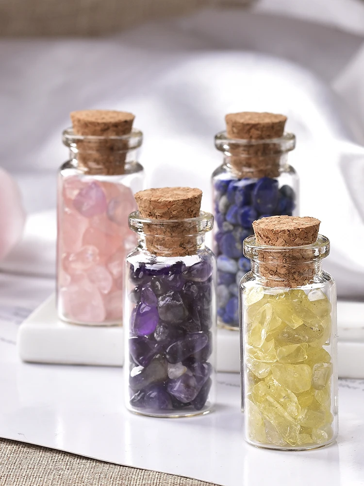 1Box-packed с натуральными кристаллами гравия образца стеклянная бутылка