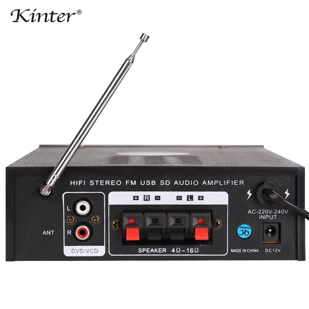 Kinter 004 караоке усилитель аудио 2 канала Hifi стерео звук с Bluetooth USB SD MIC вход FM радио
