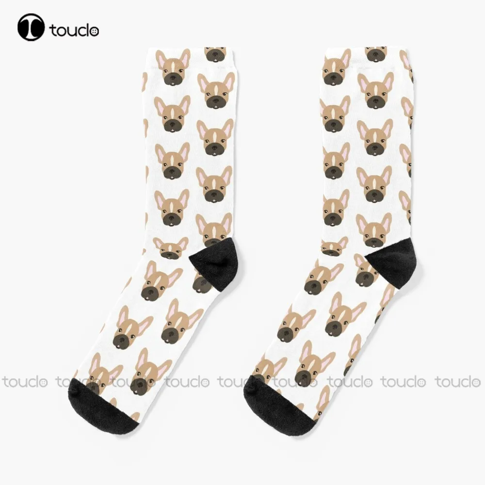 

French Bulldog Brown - Illustration Socks White Men'S Socks Personalized Custom Unisex Adult Teen Youth Socks 360° Digital Print