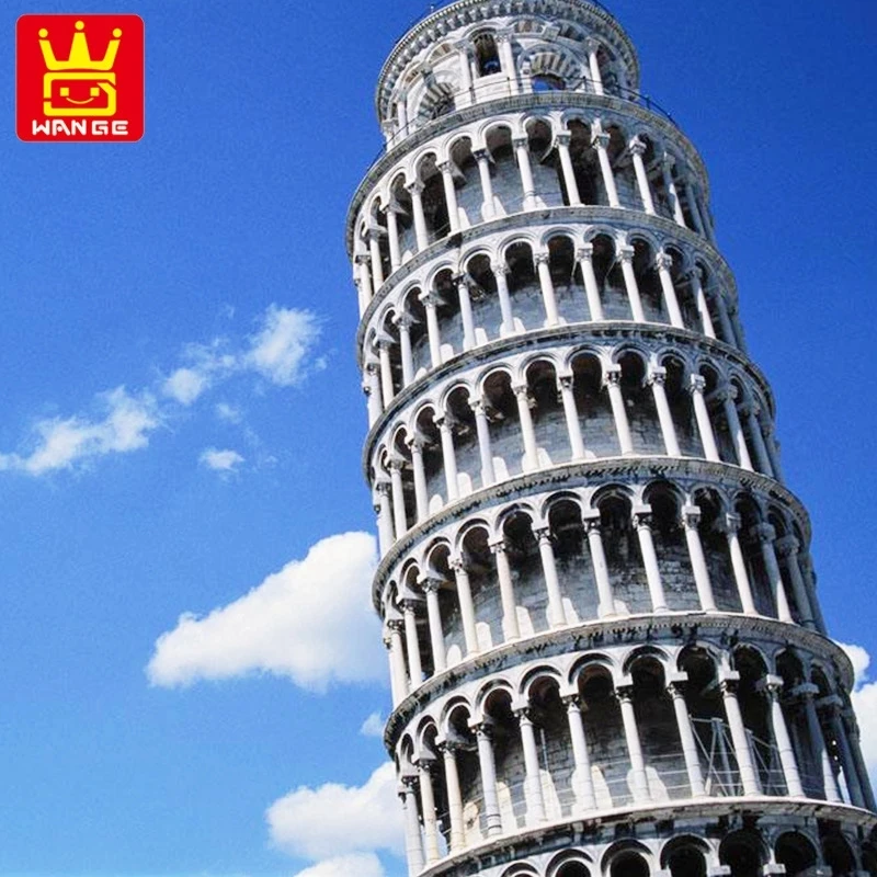 

1393 PCS 8012 Pisa Leaning Tower Building Block Structure Building Blocks Kids Educational Toy Wange Block Gift Toys For Kids