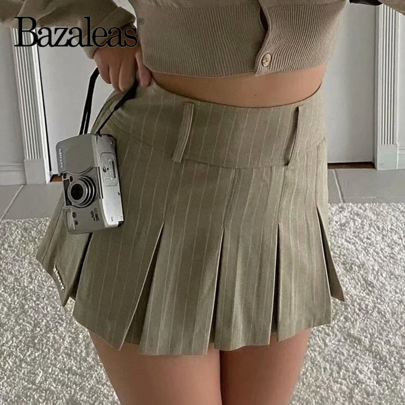 

Высокая Талия Разделение Короткая Юбка Saia мини-юбка с полосатым принтом, Для женщин трапециевидная юбка в стиле Харадзюку