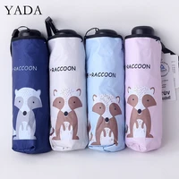 yada 2020 ins cartoon raccoon pattern 5 folding rainy mini pocket umbrella for women anti uv small parasol umbrellas yd200320